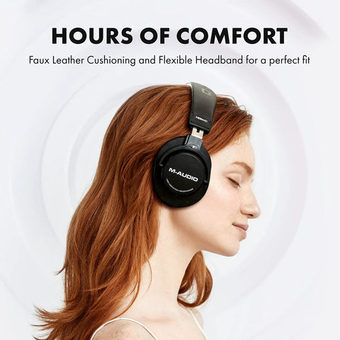 Person wearing Dope Over Ear Studio Headphones With Closed Back Design, 40mm Neodymium Drivers, flexible headband shown