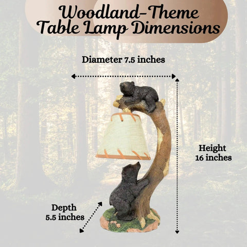 Cozy Cabin Vibes Table Lamp With Hand Painted Tree Climbing Bears Night Light Dimensions 16x7.5x5.5 inches