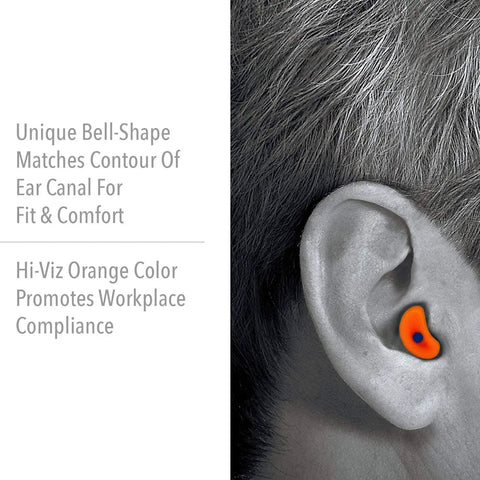 No Roll Design Reusable Earplugs For All Day Comfort, Bell Shaped Foam Ear Protection, 100 Pairs In Bright Orange, Easy Insertion, Custom Fit, Soft And Comfortable For Work, Travel, Sleep And Noise Reduction
