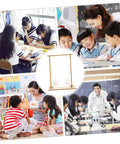 Collage with students using 2-Pack Kid-Friendly Physics Principles Experiment Kit for Hands-On STEM Learning in classrooms and at home.