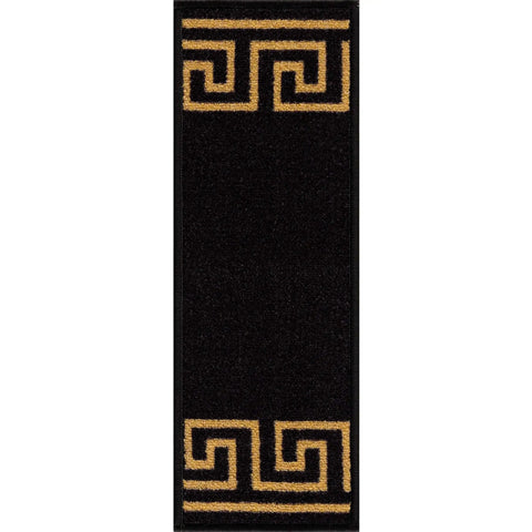 Stair Treads With Greek Key Design No Slip Backing And Stain Resistant Finish Black 8.5 By 26 Inches Durable Indoor Stair Mats