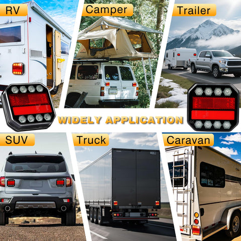 SAKFEP magnetic wireless trailer light kit with two LED tail lights, red lens, IP67 waterproof
