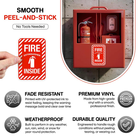 Heavy Duty Reflective Fire Extinguisher Stickers 4 Pack 4.5 Inch Slick Self Adhesive Vinyl Labels Laser Sharp Contrast Built Like A Tank For Gritty Job Sites And Fleet Trucks