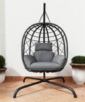 Cozy Hanging Egg Chair With Stand For Indoor Outdoor Use Wicker Rattan Swing Hammock With Thick Cushion 400 Lb Capacity