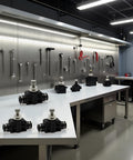 Set of 3 4mm Tube OD Air Flow Control Valves with Straight Union Push to Connect Fittings PSA 04 on workshop table