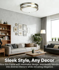 60W LED Flush Mount Ceiling Light Fixture 15 Inch Ultra Bright Daylight White 5000K 6000 Lumens in modern living room