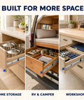 60 Inch Beefy Heavy Duty Drawer Slides With Full Extension Ball Bearing 500Lb Capacity Per Pair Ultra Solid Steel Build Smooth Silent Operation 76mm Rail Width Durable Hardware For Cabinets in home, RV, and workshop drawers