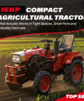 15HP Mini Tractor With Dual Electric And Manual Start For All Weather Reliability, shown in a farm field