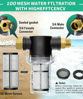 100 mesh water filtration with high-efficiency sealed gasket and connectors for wet vacuum extractor kit.