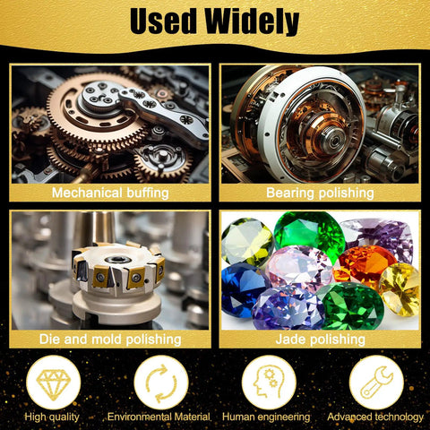 Multiple polishing processes including mechanical, bearing, die and mold, and jade polishing with the Diamond Chainsaw Sharpener Kit With 36 Piece Set And Storage Case Titanium Plated Grinding Bits For Chainsaws And Power Rotary Tools Includes 5/32 Inch 3/16 Inch And 7/32 Inch Bits For Electric Drill.