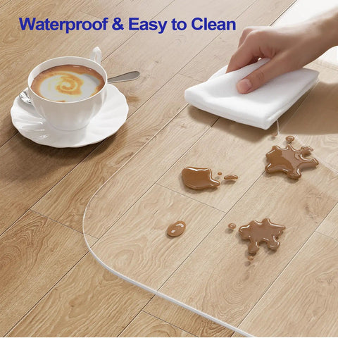 Clear Office Chair Mat For Hardwood Floors, 30 By 48 Inches, Heavy Duty PVC Floor Protector with coffee spill on wood floor