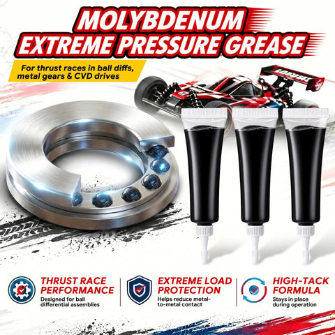 Three tubes of molybdenum grease with RC car and thrust race ball diff; RC Grease High Pressure for Thrust Races and Ball Differentials