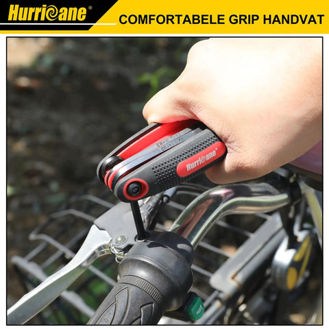 Using Foldable 25 Piece Hex Key Set With SAE Metric Torx 270 Degree Swivel For DIY on bicycle handlebar
