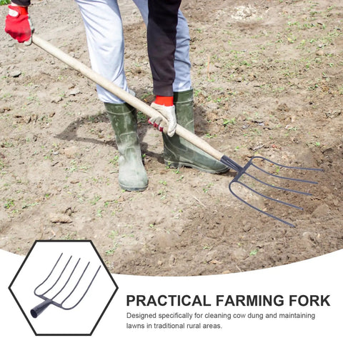Person using Multi Function Prong Manure And Grass Fork For Farm Use With Iron Construction Workhorse Quality Easy Pitch Fork
