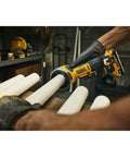 Person using Cordless 20V Pipe Prep Tool For Deburring Beveling And Pipe Prep On PVC Copper And Steel Pipes Tool Only