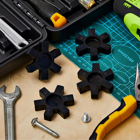 Black NBR rubber spider inserts for L-jaw coupling, solid center, 4 pcs (L100)