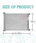50 Inch Wide Retractable Baby Gate For Doorways And Hallways, Mesh Safety Barrier For Babies Toddlers And Pets, Gray, Size Diagram