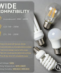 Wide compatibility chart for light bulbs, including LED, Incandescent, and CFL for use with Six Pack Led Dimmer Light Switch Single Pole Or Three Way With Adjustable Min Brightness Skip Neutral Wires For Older Homes Ul Listed White Panel Smooth As Butter Flicker Free Dimming.
