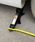 360 Degree Swivel Head Jack Ratchet Wrench With Forward And Reverse Knob in use with scissor jack under car
