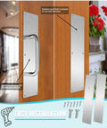 Stainless Steel Satin Finish Door Push Pull Handles Set For Interior Doors, 304 Grade, shown on wooden door with installation kit
