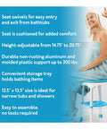 Elderly woman smiling while using a 360 Degree Swivel Bath Stool With Cushioned Seat And Storage Tray Adjustable Rotating Shower Chair.