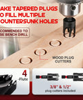 EZARC countersink drill bit set, 22 pcs, with wood plug cutters, magnetic extension, and 1/4 in hex shank