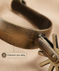 Close-up of Dope Roller Ball Spurs For Cowboy Boots Two Pack Men And Women Rust Resistant Zinc Alloy horse spurs