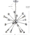 Chrome 8 Light Sputnik Chandelier, Adjustable Height Hanging Fixture For Living Room, Dining Room, And Bedroom, Modern Transitional Style, LED Bulbs Included, Energy Saving Home Lighting.