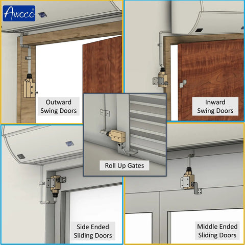 Heavy Duty Plunger Door Micro Switch For Air Curtains 250V 15A IP65 installed on various door types