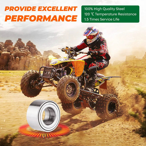 Rear Left And Right Wheel Bearing Kit For Utv And Offroad Rides Roll Smooth With Bulletproof Seals Made For Knuckle Busting Trails Every Day 3514635 3585502, displayed with ATV in action.