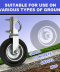 Close-up of Heavy Duty Gate Wheel For Metal Swing Gate Smooth Rolling Lift With Lock On Non Slip Grip and Built Like A Tank, showing versatility on different surfaces.