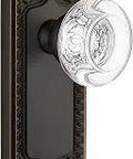 Single Dummy Door Hardware Set In Timeless Bronze With Windsor Plate And Bordeaux Crystal Knob, Solid Forged Brass