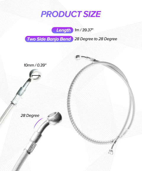 Steel Braided Motorcycle Brake Line Universal Fit Hydraulic Hose with 10mm diameter and 1m length