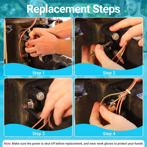 Heater Thermistor Replacement Sensor 42001-0053S installation steps for Pentair Sta Rite MasterTemp Max E Therm Pool and Spa Heaters.