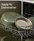 19 Piece Nonstick Pots And Pans Set With Detachable Handle For Easy Cleanup, Oven Safe Cookware, green pans on dishwasher rack