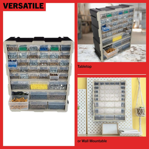 39 Drawer Plastic Small Parts Organizer With Desktop Or Wall Storage Drawers For Hardware Crafts Garage Or Classroom Use Grab And Go Ready Durable Stackable Bins With Removable Compartments And Easy Labeling Black Keeps Your Workspace Neat And Tidy