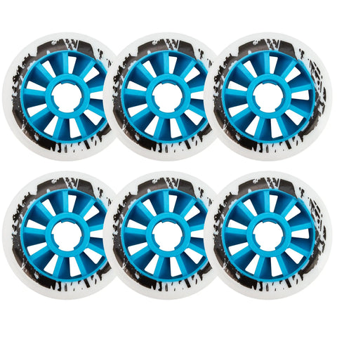 90mm 85A Inline Skate Wheels Set Of 6 For Outdoor Replacement With Blue Core High Rebound PU Speed Fitness Wheels layout