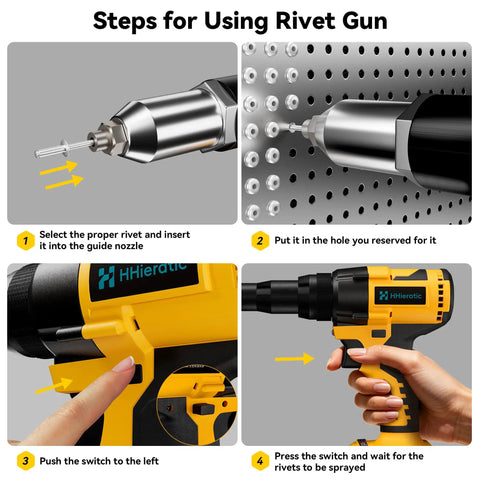 Steps for using Cordless Rivet Nut Tool Kit 20V Battery Compatible Tool Only with Brushless Motor and Ergonomic Grip