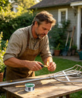 Man using Go To Pro Grade Solder Wire with Fine Diameter Soft Melting for clean joints in compact electronics repair outdoors.