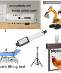 12V Electric Linear Actuator With 50mm Stroke 60N Load And Remote Lever Switch for DIY Robotics and Cabinet Use, Waterproof IP54