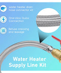 Three Quarters Inch Flexible Water Heater Hoses Kit 24 Inch Stainless Braided Connectors With Ball Valve Push To Connect