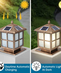 Outdoor Solar Post Lights IP65 Waterproof Glass Pillar Light Square Led Column Lamps For Villa Courtyard Landscape Bollards