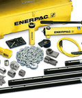 Five Ton Hydraulic Maintenance Starter Kit with pump, hose, gauge, cylinder, attachments, Enerpac box for pro shop or home garage.