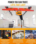 Beefy 2 Ton Electric Hoist With VFD Controls, 480V 3 Phase Power, 20 Ft Lift Height shown installed in industrial setting.