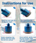 LITDDDW diamond hole saw kit instructions: 45-degree start, slot opening, drill vertical, chip clearing.