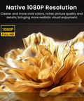 Native 1080P Bluetooth Projector With Built In Speaker For Smartphone HDMI Fire Stick And PS5 Perfect For Kick Back Indoor And Outdoor Movie Nights Delivers Crisp Bright Full HD Images Without Google TV System displaying detailed golden floral image