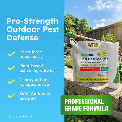 Peppermint Oil Pest Defense Pro Outdoor Bug Spray And Mosquito Repellent displayed with sprayer wand outdoors