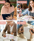 Women using Garden Of Whimsy Lined Spiral Journal For Women A5 Hardcover Notebook For Work And Notes 140 Pages in different settings