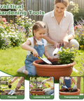 Mother and daughter using 10 Piece Go To Garden Trowel Set With Heavy Duty Hand Shovels Soft TPR Handles Mini Spade for soil work