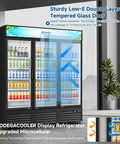 Real Deal 53 Cu Ft Three Door Commercial Display Refrigerator For Bodegas Beverage Merchandiser Cooler with double layered glass door.